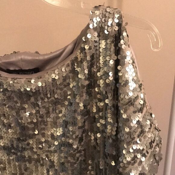 Jodi Kristopher Silver Sequin Dress -  Size Small - Picture 3 of 8